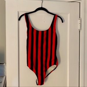 Red/Black striped one piece